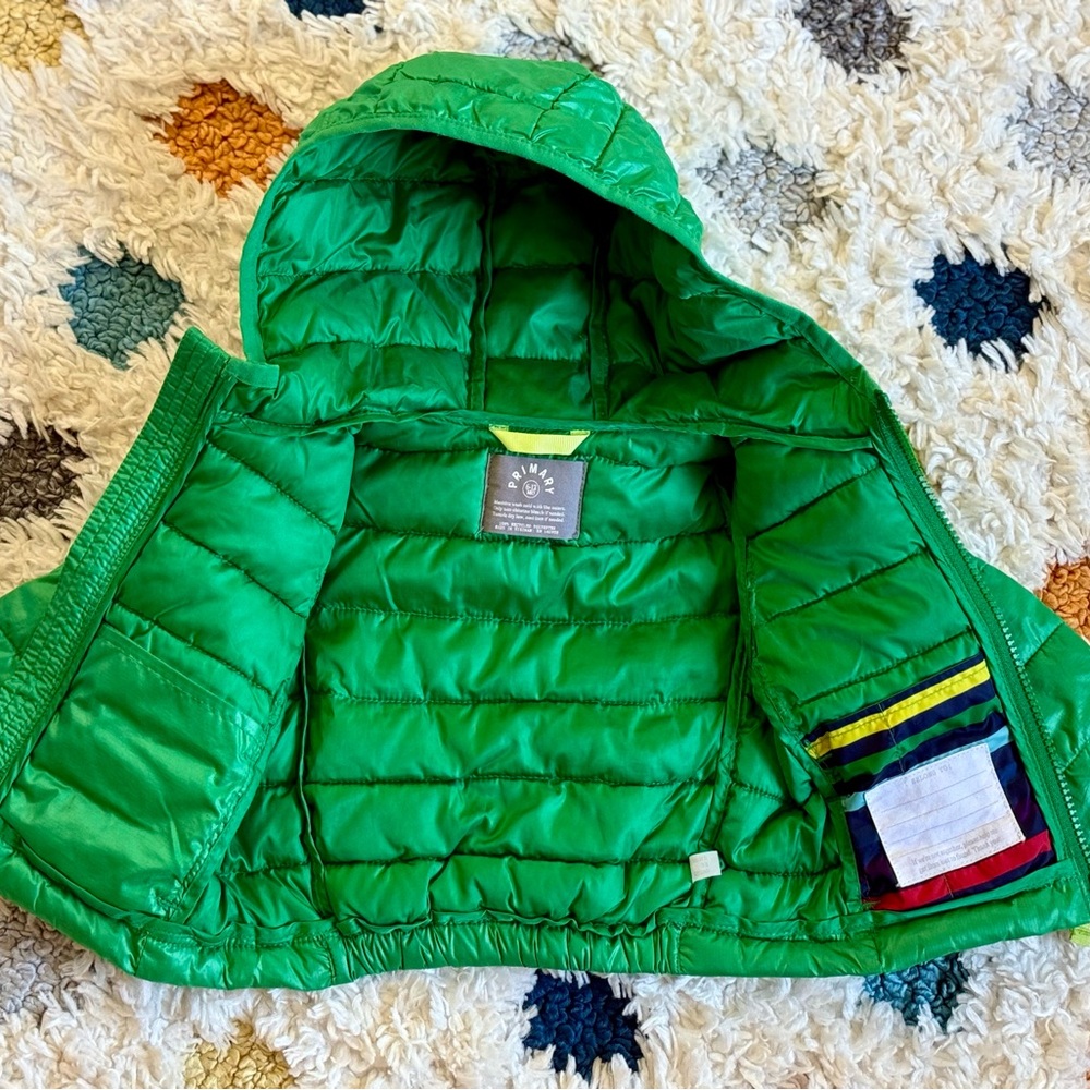 Primary Green Lightweight Puffer Jacket - Size 6-12m - Picture 3 of 4